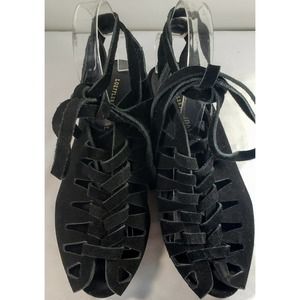 Loeffler Randall Black Suede Strappy Lace 9.5